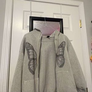 Shein butterfly zip up jacket